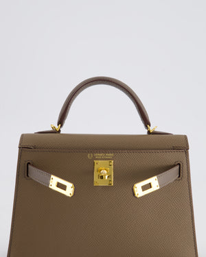 *RARE* HSS Hermès Mini Kelly II 20cm in Etoupe and Etain Epsom Leather with Gold Hardware