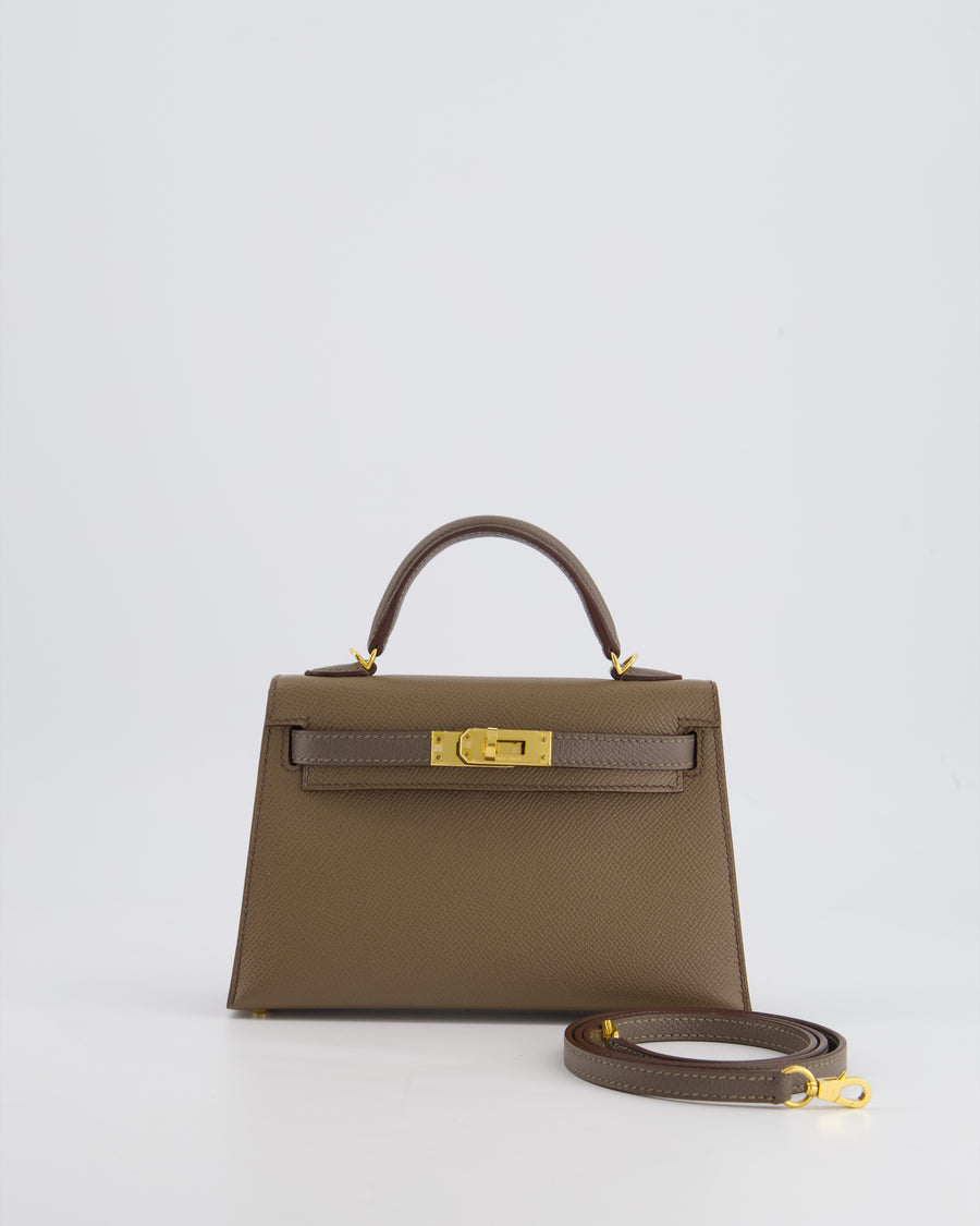 *RARE* HSS Hermès Mini Kelly II 20cm in Etoupe and Etain Epsom Leather with Gold Hardware