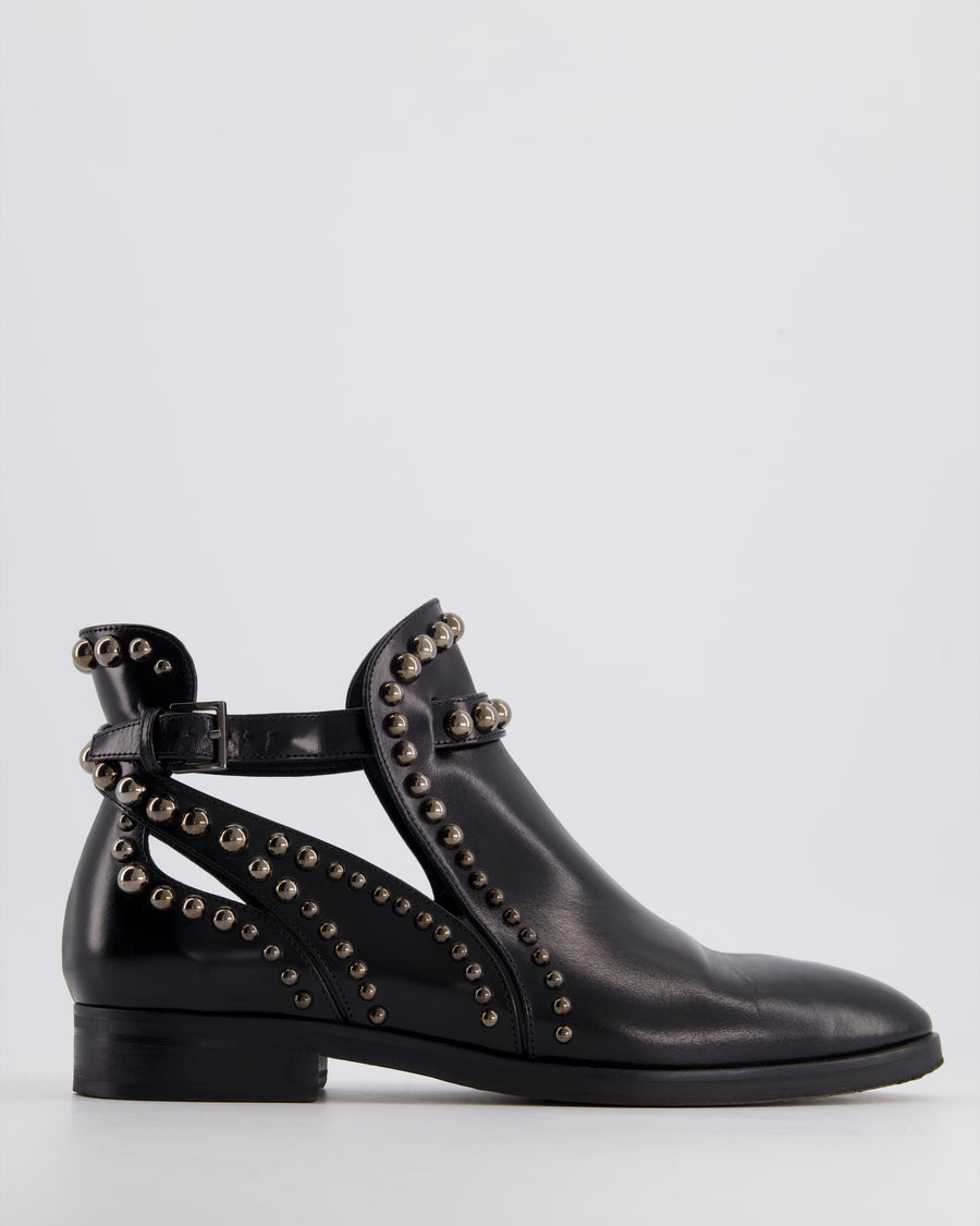 Alaia Black Leather Boots With Silver Studded Details Size EU 39.5