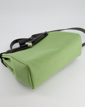 *FIRE PRICE* Hermès HerBag 31 Vache Hunter Vert Criquet Toile Bag, Retourne Swift with Palladium Hardware