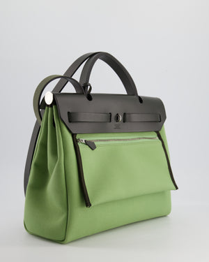 Hermès HerBag 31 Vache Hunter Vert Criquet Toile Bag, Retourne Swift with Palladium Hardware