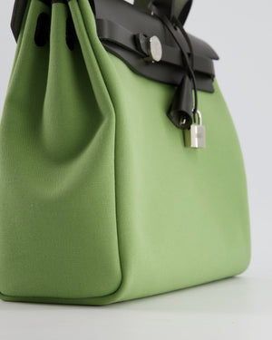 Hermès HerBag 31 Vache Hunter Vert Criquet Toile Bag, Retourne Swift with Palladium Hardware