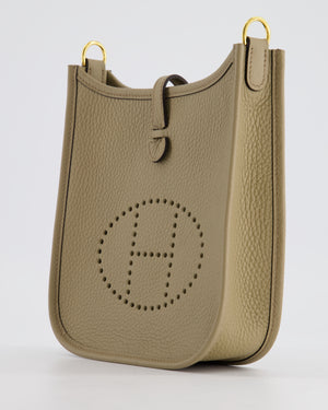 *HOT* Hermès Mini Evelyne Bag in Beige Marfa Clemence Leather with Gold Hardware