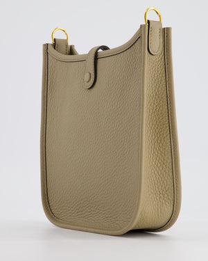 *HOT* Hermès Mini Evelyne Bag in Beige Marfa Clemence Leather with Gold Hardware