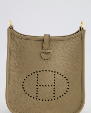 *HOT* Hermès Mini Evelyne Bag in Beige Marfa Clemence Leather with Gold Hardware