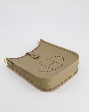 *HOT* Hermès Mini Evelyne Bag in Beige Marfa Clemence Leather with Gold Hardware