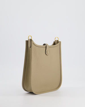 *HOT* Hermès Mini Evelyne Bag in Beige Marfa Clemence Leather with Gold Hardware