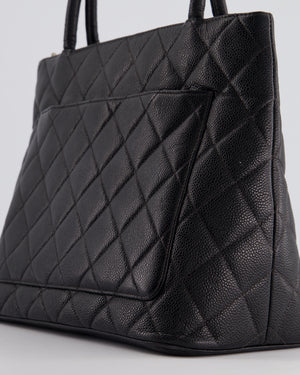 *HOT* Chanel Vintage Black Tote Bag with CC Logo in Caviar Leather and Silver Hardware&nbsp;