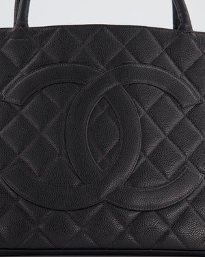 *HOT* Chanel Vintage Black Tote Bag with CC Logo in Caviar Leather and Silver Hardware&nbsp;