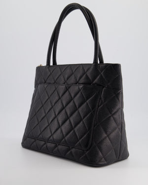 *HOT* Chanel Vintage Black Tote Bag with CC Logo in Caviar Leather and Silver Hardware&nbsp;