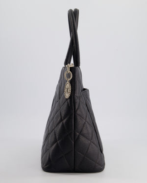 *HOT* Chanel Vintage Black Tote Bag with CC Logo in Caviar Leather and Silver Hardware&nbsp;