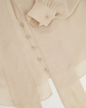 Valentino Beige Silk Blouse with Bow Detail Size IT 42 (UK 10)