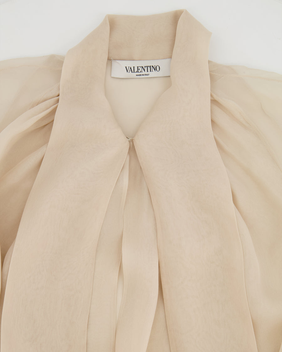 Valentino Beige Silk Blouse with Bow Detail Size IT 42 (UK 10)