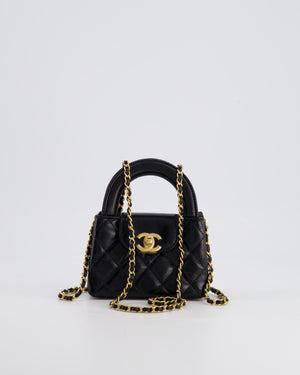 *HOT & RARE* Chanel Black Mini Kelly Shopping Bag in Calfskin Leather with Brushed Antique Gold Hardware