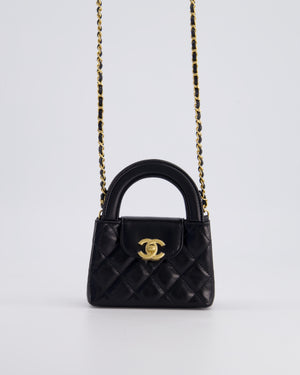 *HOT & RARE* Chanel Black Mini Kelly Shopping Bag in Calfskin Leather with Brushed Antique Gold Hardware