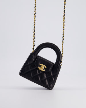 *HOT & RARE* Chanel Black Mini Kelly Shopping Bag in Calfskin Leather with Brushed Antique Gold Hardware