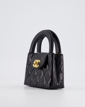 *HOT & RARE* Chanel Black Mini Kelly Shopping Bag in Calfskin Leather with Brushed Antique Gold Hardware