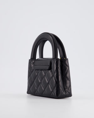 *HOT & RARE* Chanel Black Mini Kelly Shopping Bag in Calfskin Leather with Brushed Antique Gold Hardware