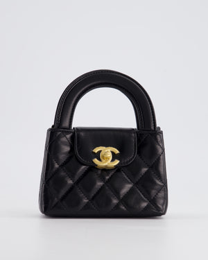 *HOT & RARE* Chanel Black Mini Kelly Shopping Bag in Calfskin Leather with Brushed Antique Gold Hardware