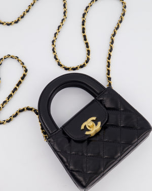 *HOT & RARE* Chanel Black Mini Kelly Shopping Bag in Calfskin Leather with Brushed Antique Gold Hardware