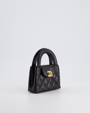 *HOT & RARE* Chanel Black Mini Kelly Shopping Bag in Calfskin Leather with Brushed Antique Gold Hardware