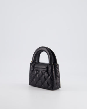 *HOT & RARE* Chanel Black Mini Kelly Shopping Bag in Calfskin Leather with Brushed Antique Gold Hardware