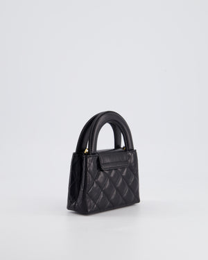 *HOT & RARE* Chanel Black Mini Kelly Shopping Bag in Calfskin Leather with Brushed Antique Gold Hardware