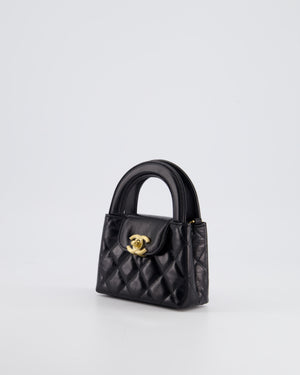 *HOT & RARE* Chanel Black Mini Kelly Shopping Bag in Calfskin Leather with Brushed Antique Gold Hardware