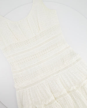 Oscar De La Renta White Crochet Sleeveless Dress US 6 (UK 10)