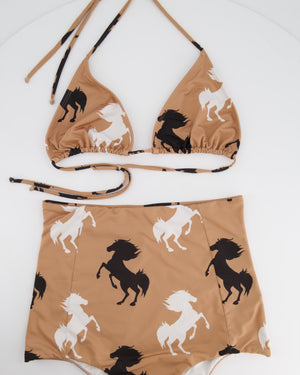 Verdelimon Beige Two-Piece Swimwear Set with Horse Print Detail FR 38 (UK 10)