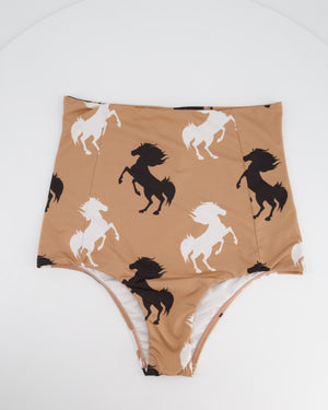 Verdelimon Beige Two-Piece Swimwear Set with Horse Print Detail FR 38 (UK 10)