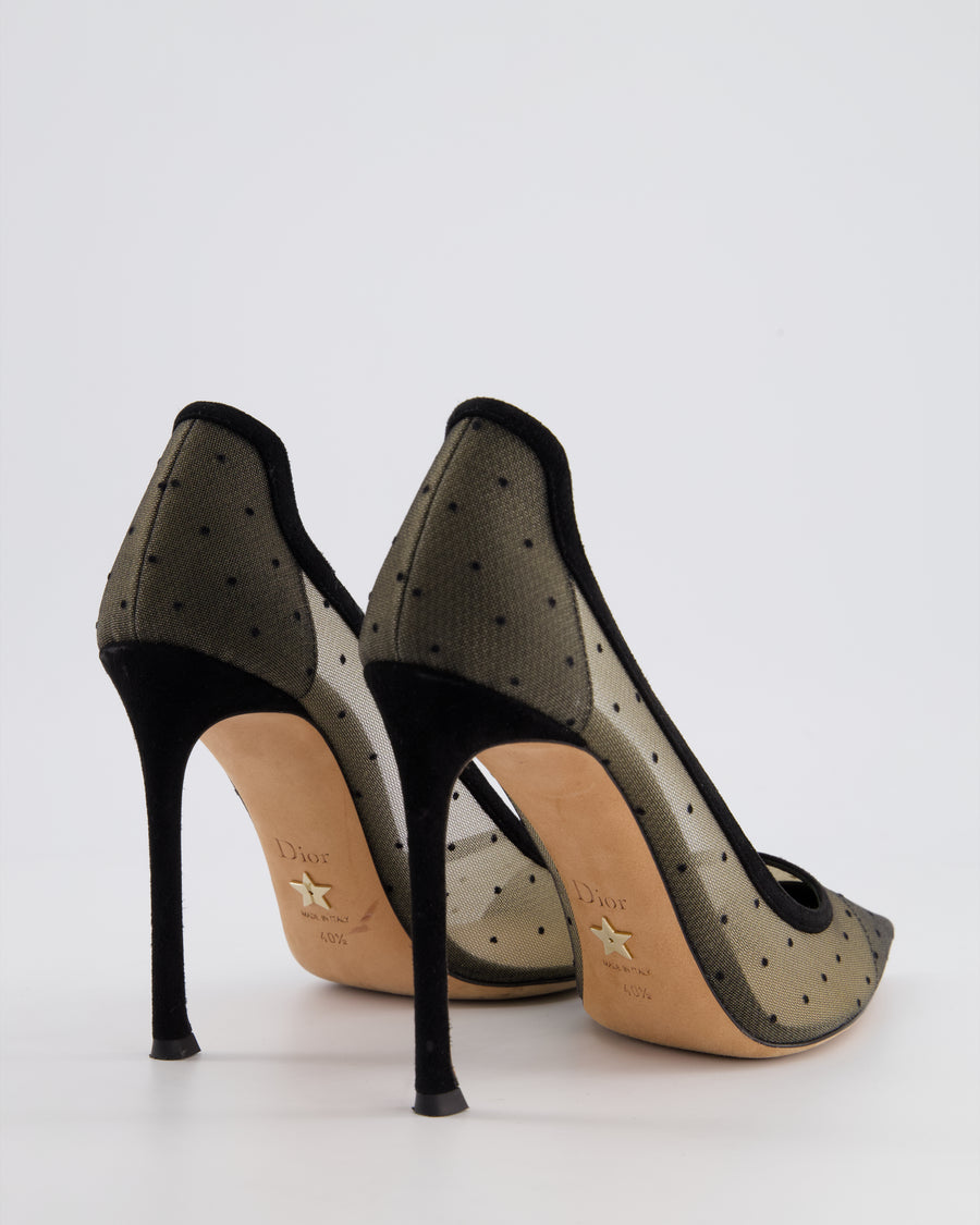 Christian Dior Black D-Moi Polkadot Heels Size EU 40.5