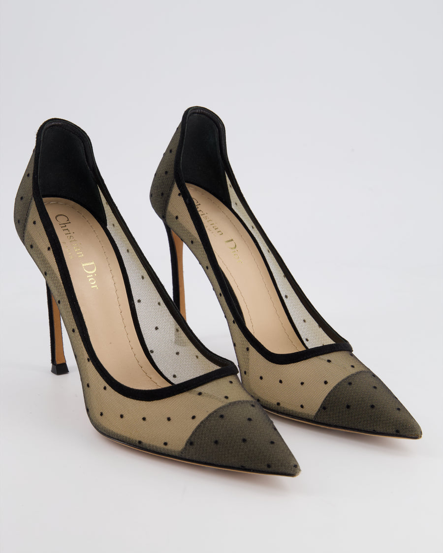 Christian Dior Black D-Moi Polkadot Heels Size EU 40.5