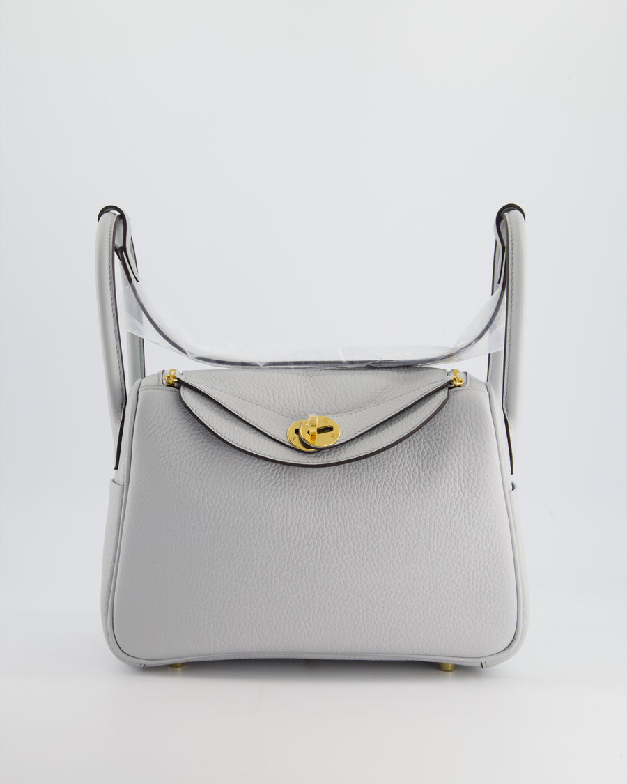 Hermès Lindy Bag 26cm Bleu Pale in Clemence Leather with Gold Hardware