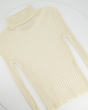 Gucci Cream Ribbed Knit Roll Neck Long Sleeve Jumper size M (UK 8)