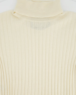 Gucci Cream Ribbed Knit Roll Neck Long Sleeve Jumper size M (UK 8)