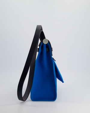 Hermès HerBag 31 Bag In Bleu Zanzibar Canvas and Noir Sellier Box Leather with Palladium Hardware