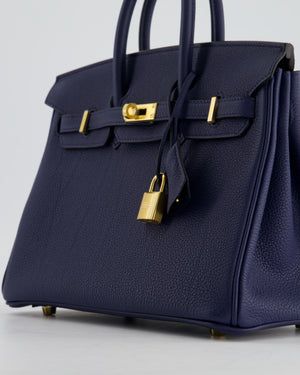 *RARE* Hermès Birkin 25cm Retourne in Bleu Navy Togo Leather with Gold Hardware