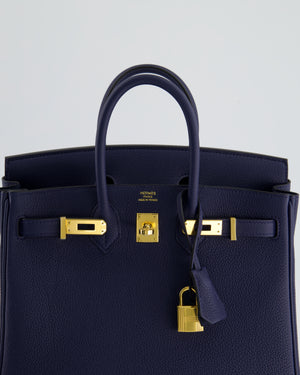 *RARE* Hermès Birkin 25cm Retourne in Bleu Navy Togo Leather with Gold Hardware