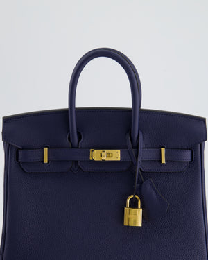 *RARE* Hermès Birkin 25cm Retourne in Bleu Navy Togo Leather with Gold Hardware