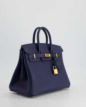 *RARE* Hermès Birkin 25cm Retourne in Bleu Navy Togo Leather with Gold Hardware