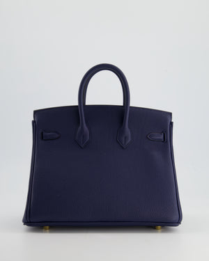 *RARE* Hermès Birkin 25cm Retourne in Bleu Navy Togo Leather with Gold Hardware