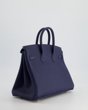 *RARE* Hermès Birkin 25cm Retourne in Bleu Navy Togo Leather with Gold Hardware