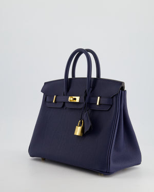 *RARE* Hermès Birkin 25cm Retourne in Bleu Navy Togo Leather with Gold Hardware