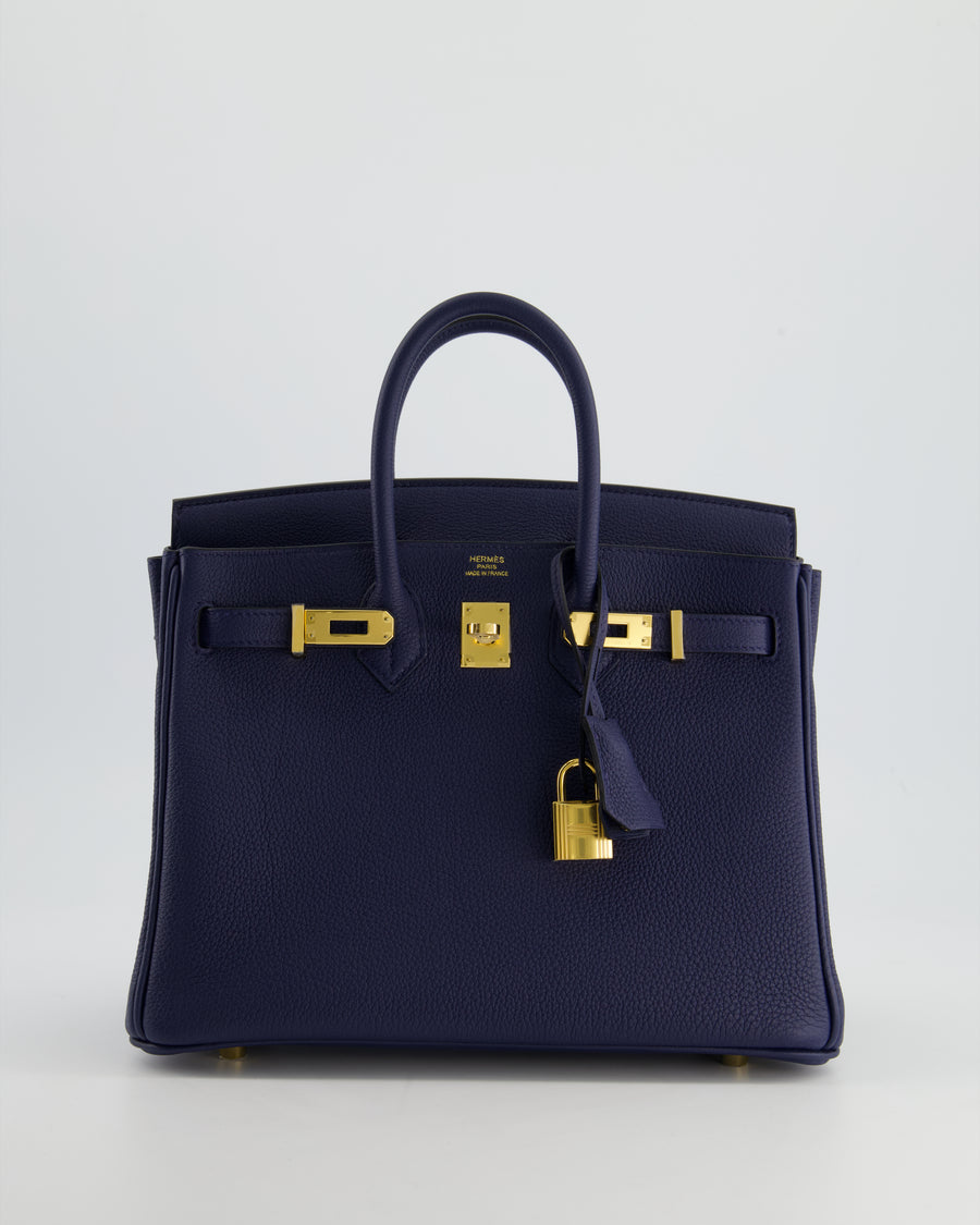 *RARE* Hermès Birkin 25cm Retourne in Bleu Navy Togo Leather with Gold Hardware