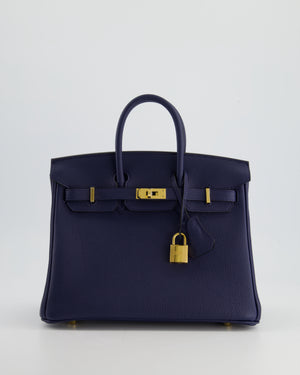 *RARE* Hermès Birkin 25cm Retourne in Bleu Navy Togo Leather with Gold Hardware