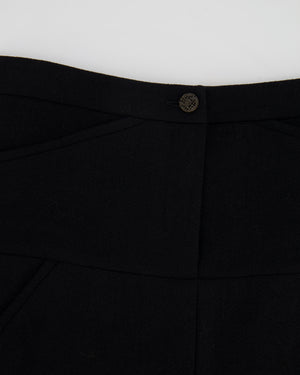 Chanel 12A Black Wool Mini Skirt with CC Logo Button Detail Size FR 36 (UK 8) RRP £1,350