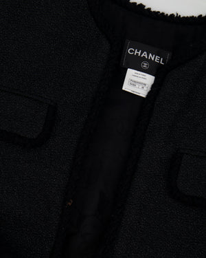 Chanel Black Tweed Metallic Long Jacket with Pocket Details FR 38 (UK 10)