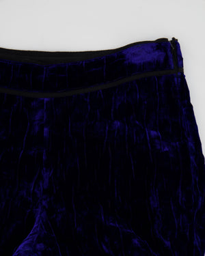 Chanel 12A Electric Blue Velvet Straight-Leg Trousers Size FR 38 (UK 10) RRP £1,550