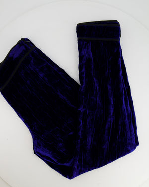 Chanel 12A Electric Blue Velvet Straight-Leg Trousers Size FR 38 (UK 10) RRP £1,550